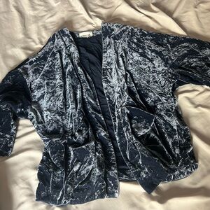Anthropologie Blue Velvet Cardigan